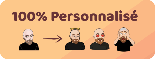 Aperçu animé des stickers personnalisés créés à partir d’un avatar MaTronche